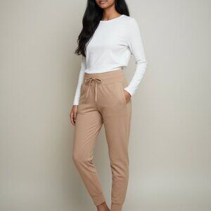 Lou & Grey High-Waisted Beige Jogger Pants Womens Size XL